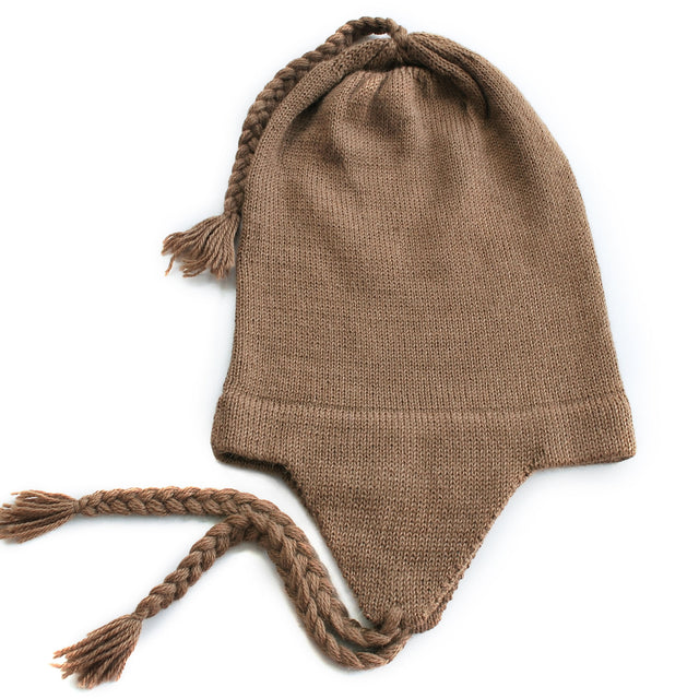 Cozy 100% Alpaca Chullo Hat in Camel - One Size - ARGUA