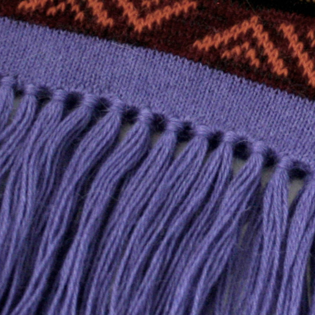 Multicolored Alpaca Wool Scarf with Andean Design ~ Lilac Fringe - ARGUA