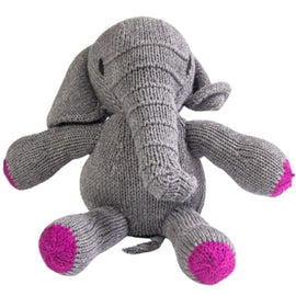 100% Cotton Elephant Rag Plush Doll Animal Toy ~ Dark Gray - ARGUA