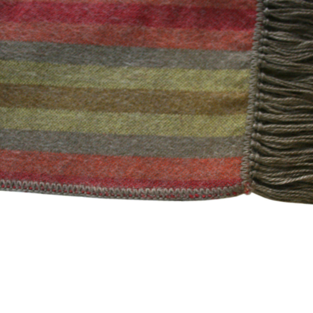 Striped Woven Blended Coarse Alpaca Scarf ~ Green/Orange - ARGUA
