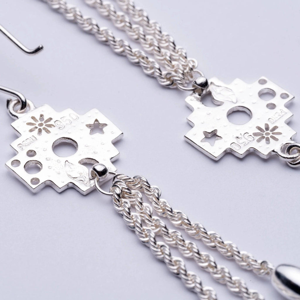 PRINCESA INCA 950 Silver Earrings ~ Andean Cross Jewelry - ARGUA