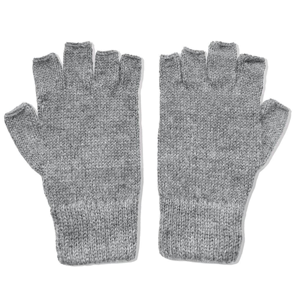 Alpaca Fingerless Gloves - Silver Gray (M) - ARGUA