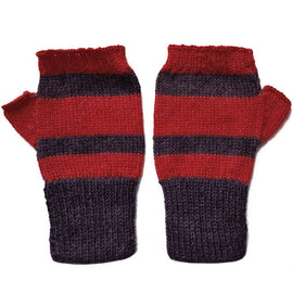 Charming 100% Alpaca Fingerless Mittens - Mulberry / Red (M) - ARGUA