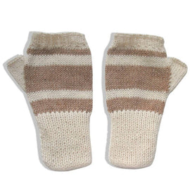 Chic 100% Alpaca Fingerless Gloves - Ivory / Beige - ARGUA