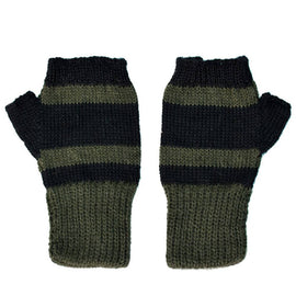 Cozy 100% Alpaca Fingerless Mittens - Forest Green / Black - ARGUA