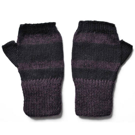 Cozy 100% Alpaca Fingerless Mittens - Mulberry / Black - ARGUA