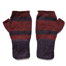 Sophisticated 100% Alpaca Fingerless Mittens - Mulberry / Flecked Burgundy - ARGUA