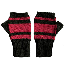 Stylish 100% Alpaca Fingerless Mittens - Black/Pink - ARGUA