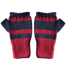 Stylish 100% Alpaca Fingerless Mittens - Pink / Flecked Dk Blue - ARGUA