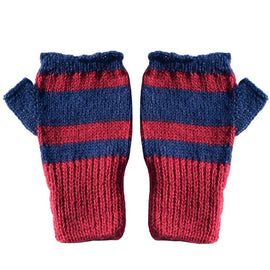 Warm 100% Alpaca Fingerless Mittens - Pink / Sapphire Blue - ARGUA