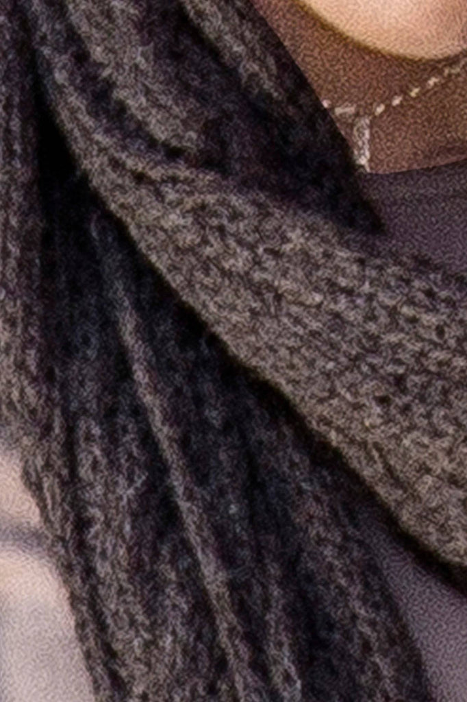 Hand Knit 100% Baby Alpaca Scarf for Women - Brown - ARGUA