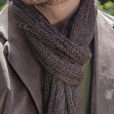 Hand Knit 100% Baby Alpaca Scarf for Women - Brown - ARGUA