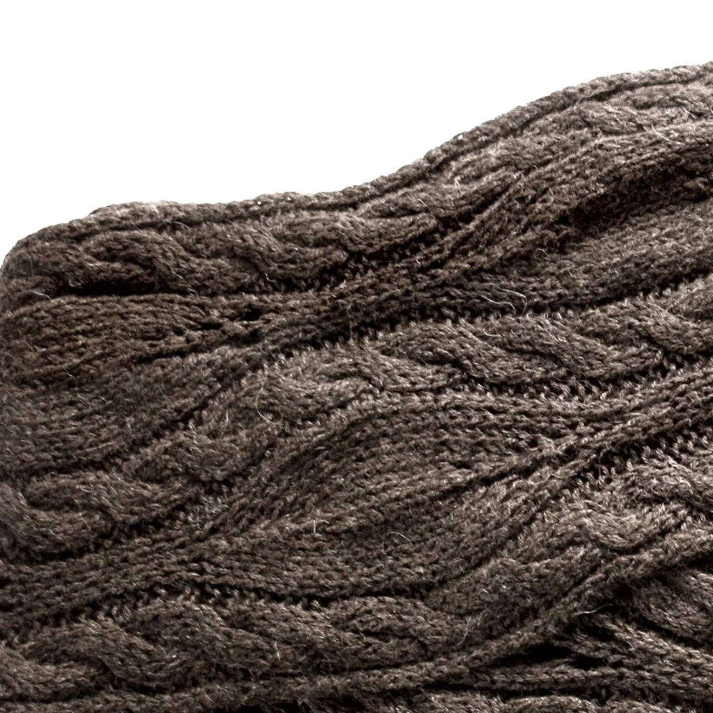 Hand Knit 100% Baby Alpaca Scarf for Women - Brown - ARGUA