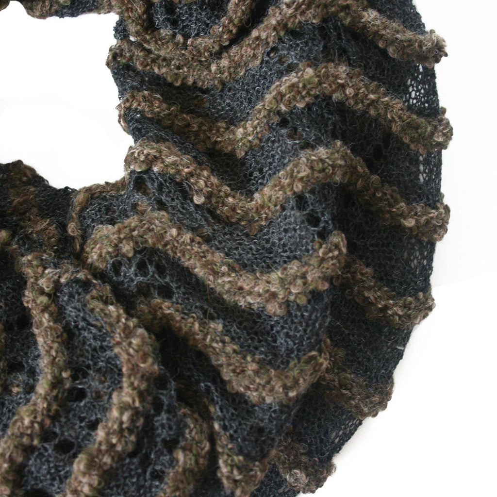 Infinity Lightweight Baby Alpaca Blend Scarf - Wrap for Women - Gray/Green - ARGUA