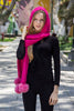 One Piece Hand Knitted Baby Alpaca Blend Hooded Hat  Scarf Women - Pink - ARGUA