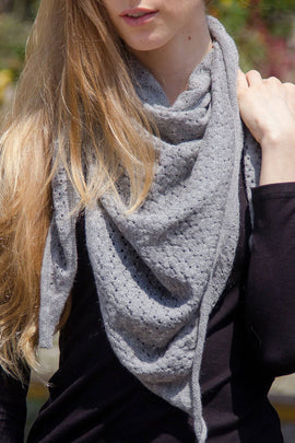 Triangle 100% Baby Alpaca Lightweight Knitted Scarf ~ Gray - ARGUA