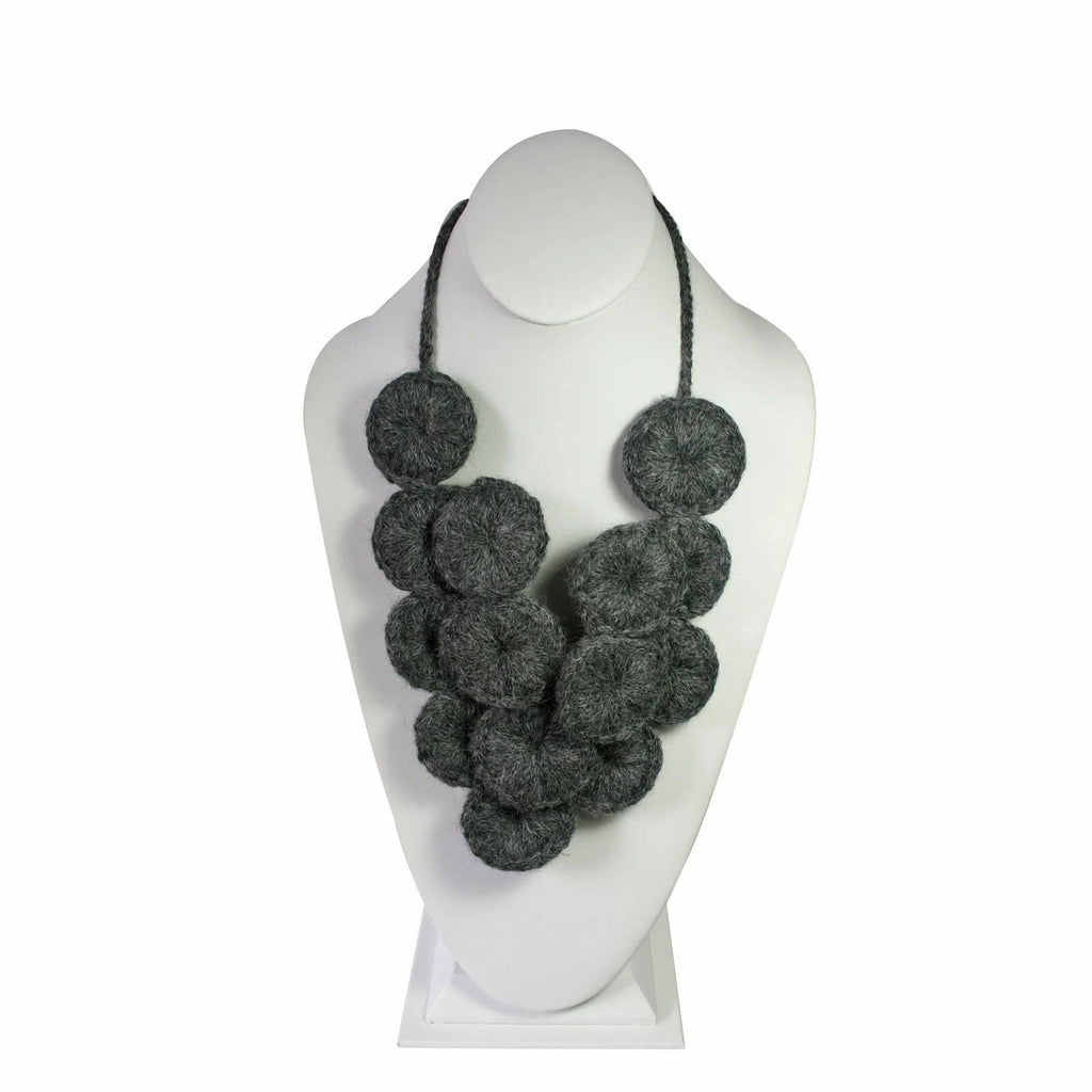 Handmade Alpaca Necklace Jewelry ~ Gray - ARGUA