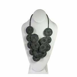 Handmade Alpaca Necklace Jewelry ~ Gray - ARGUA