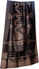 100% Baby Alpaca Wool Scarf Shawl Wrap Stole, Women, Brown/ Dk Blue / Black - ARGUA
