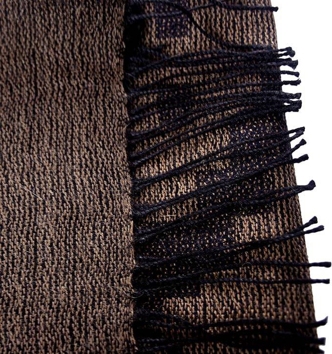 100% Baby Alpaca Wool Scarf Shawl Wrap Stole, Women, Brown/ Dk Blue / Black - ARGUA