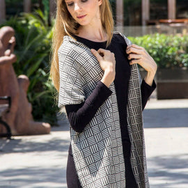 Baby Alpaca Scarf - Off-White/Gray - ARGUA