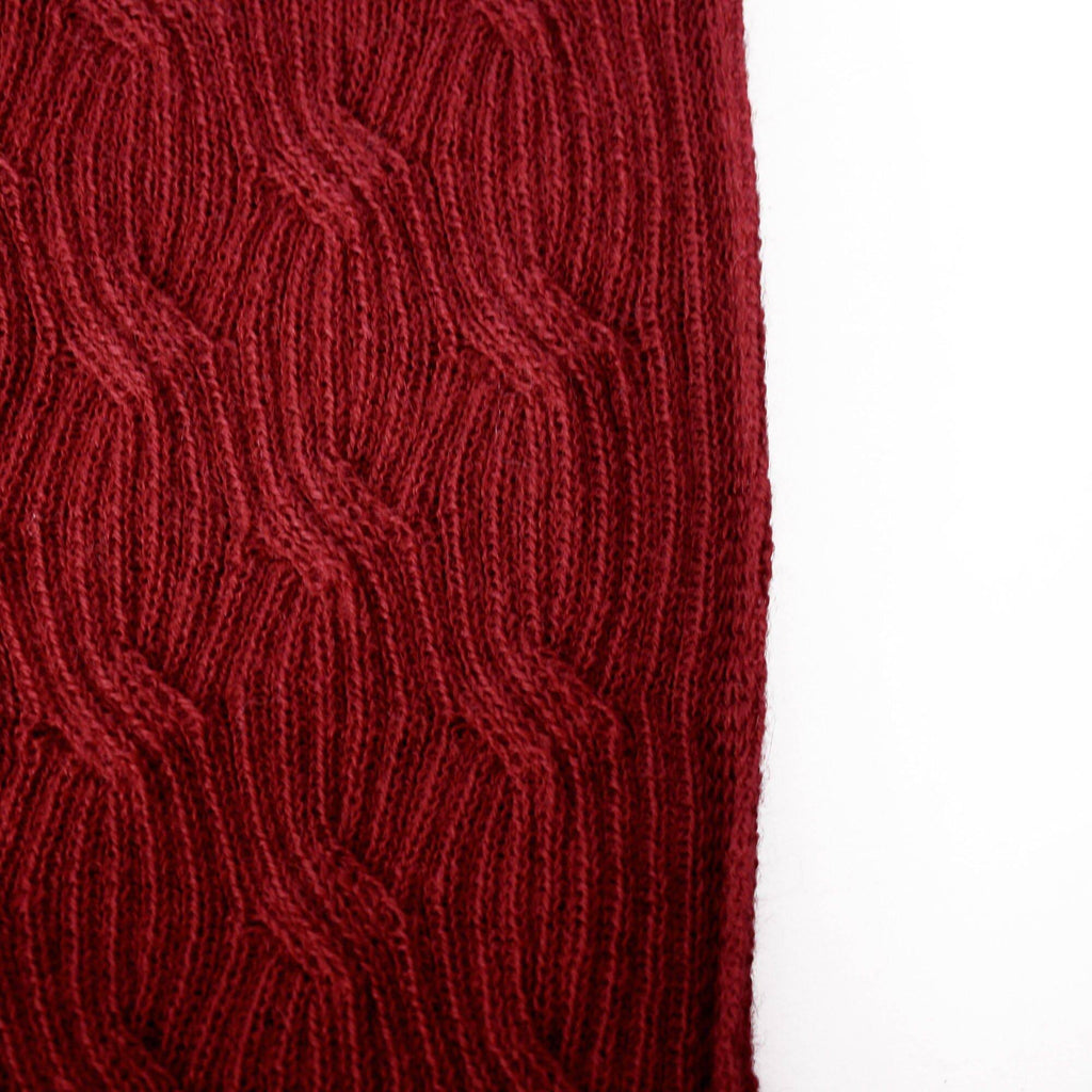 Infinity 100% Baby Alpaca Knitted Scarf - Wrap for Women - Burgundy - ARGUA