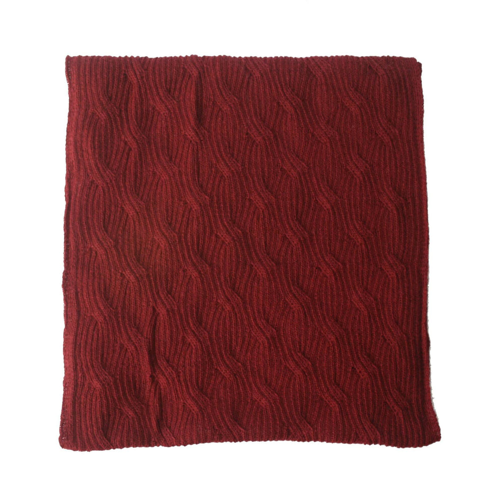 Infinity 100% Baby Alpaca Knitted Scarf - Wrap for Women - Burgundy - ARGUA
