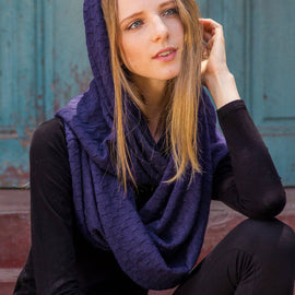 Infinity 100% Baby Alpaca Knitted Scarf - Wrap for Women - Purple - ARGUA
