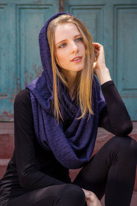 Infinity 100% Baby Alpaca Knitted Scarf - Wrap for Women - Purple - ARGUA