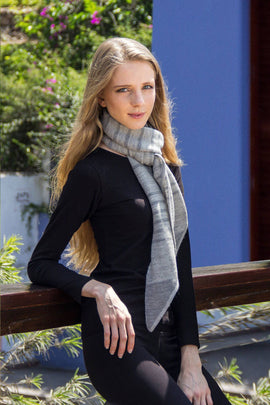 Triangle 100% Baby Alpaca Scarf - Gray - ARGUA
